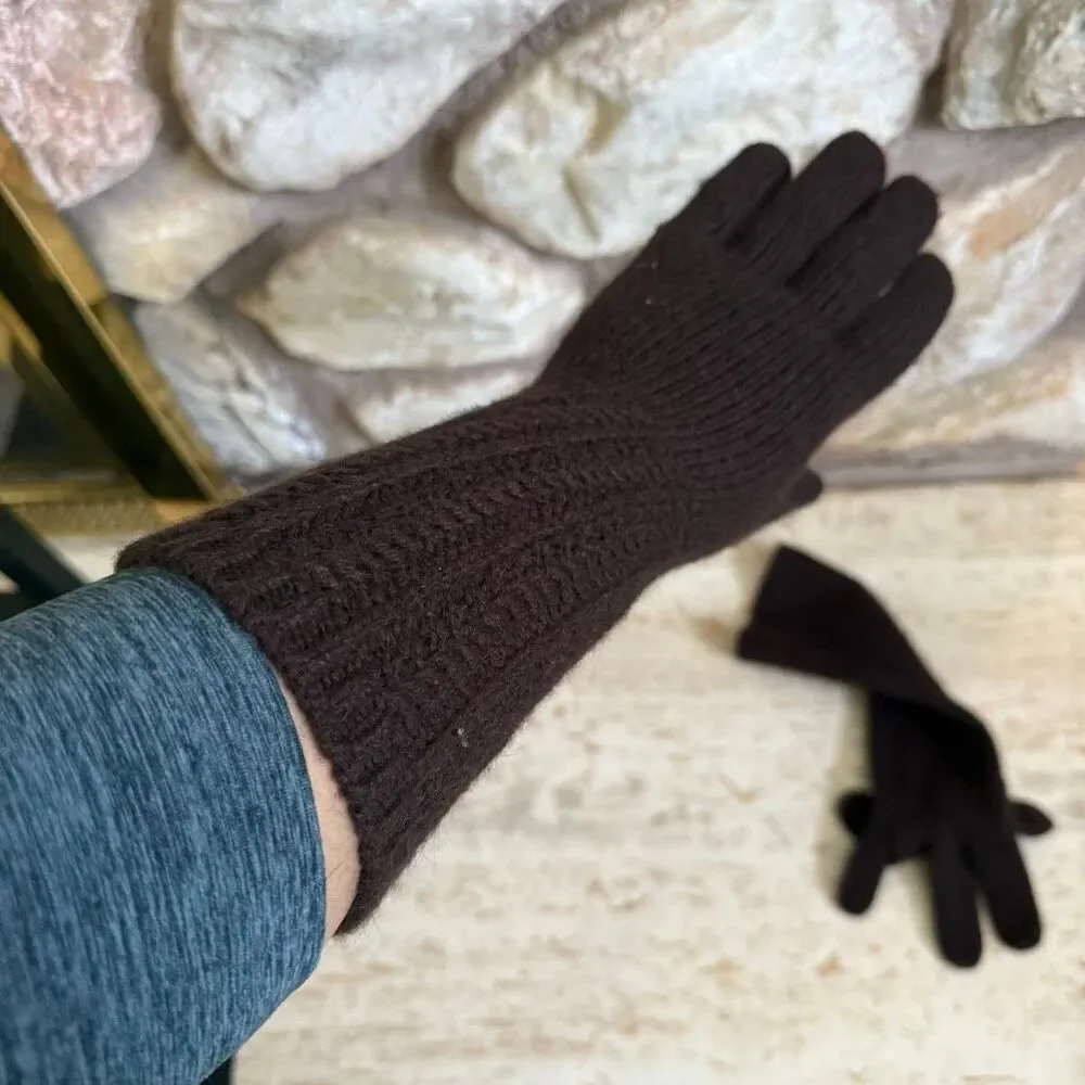Lauren Ralph Lauren wool/rabbit blend long knit gloves